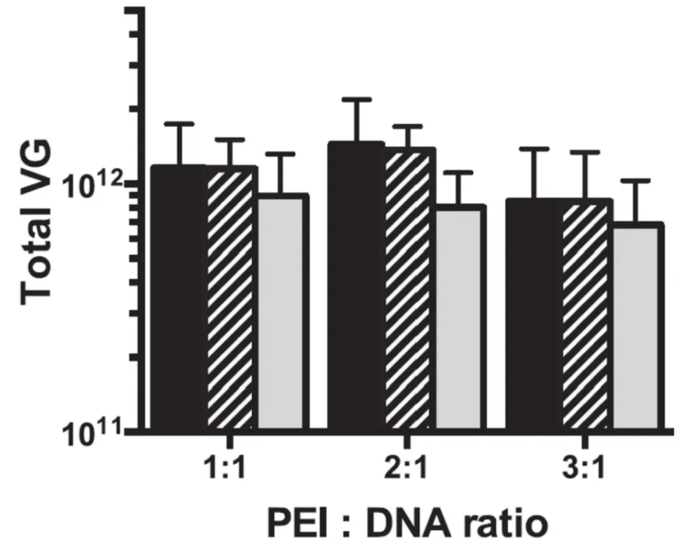 不同DNA:PEI比率對轉染效率的影響